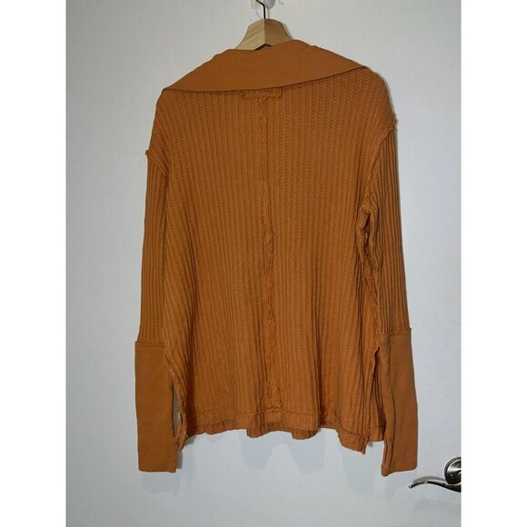 Free People Raymond Thermal Waffle Knit Oversized Pullover Size XS Womens in Ora - Picture 7 of 11
